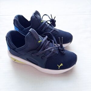 Puma New Sottride Enzo Evo Little Kid in Navy Lime size US 3C